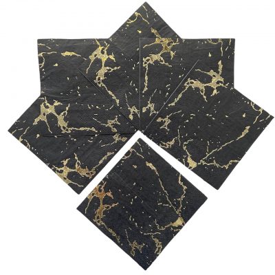 Салфетки marble black & gold 25 см, 16 шт